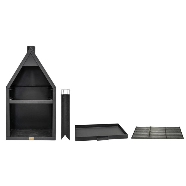 Ivyline Outdoor Henley Fireplace Black with Grill Iron (5)