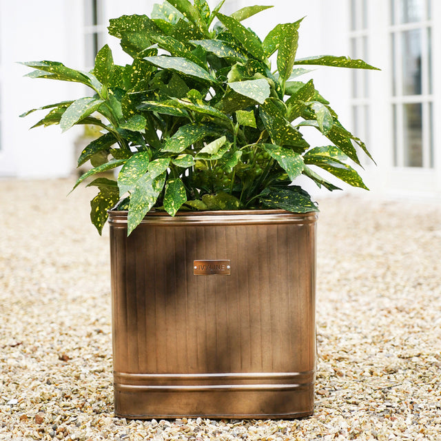 Ivyline Outdoor Hampton Rectangular Copper Metal Planter (2)