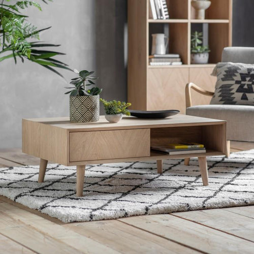Odette Rectangular Oak Coffee Table in Natural