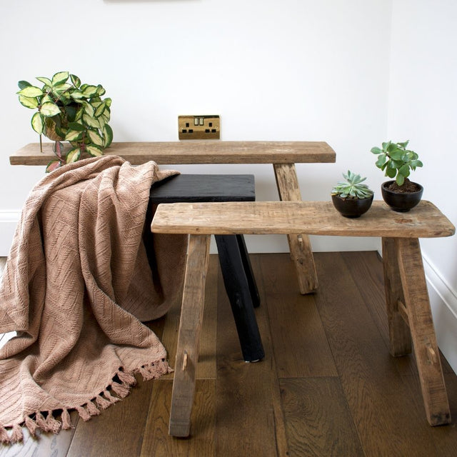 Recycled Teak Wooden Bench in Natural (2)