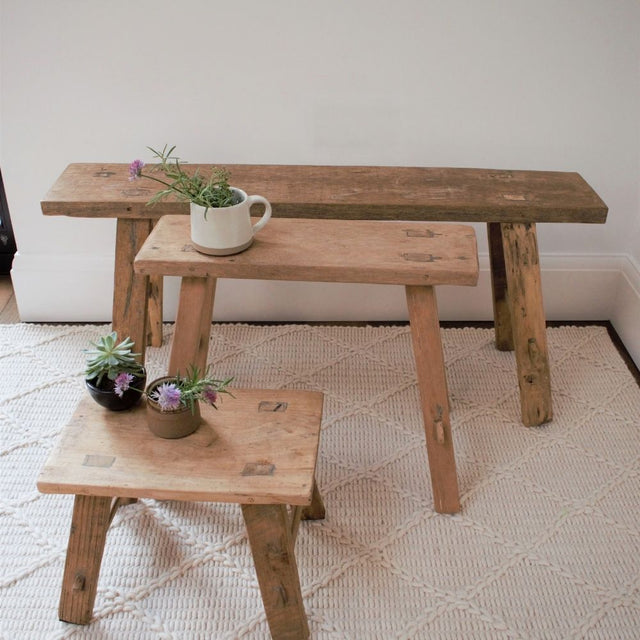 Recycled Teak Wooden Bench in Natural