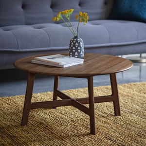 Talia Round Oak Coffee Table in Brown