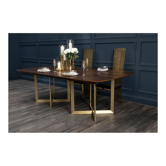 Isabelle 6 Seater Rectangular Walnut Dining Table in Gold (6)